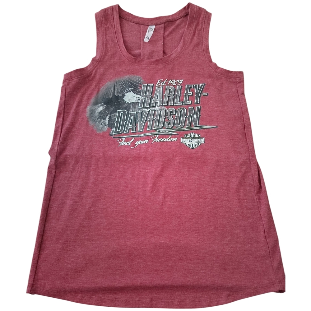 🟣XS🏍️Harley Davidson Wine Red Graphic Tank Top